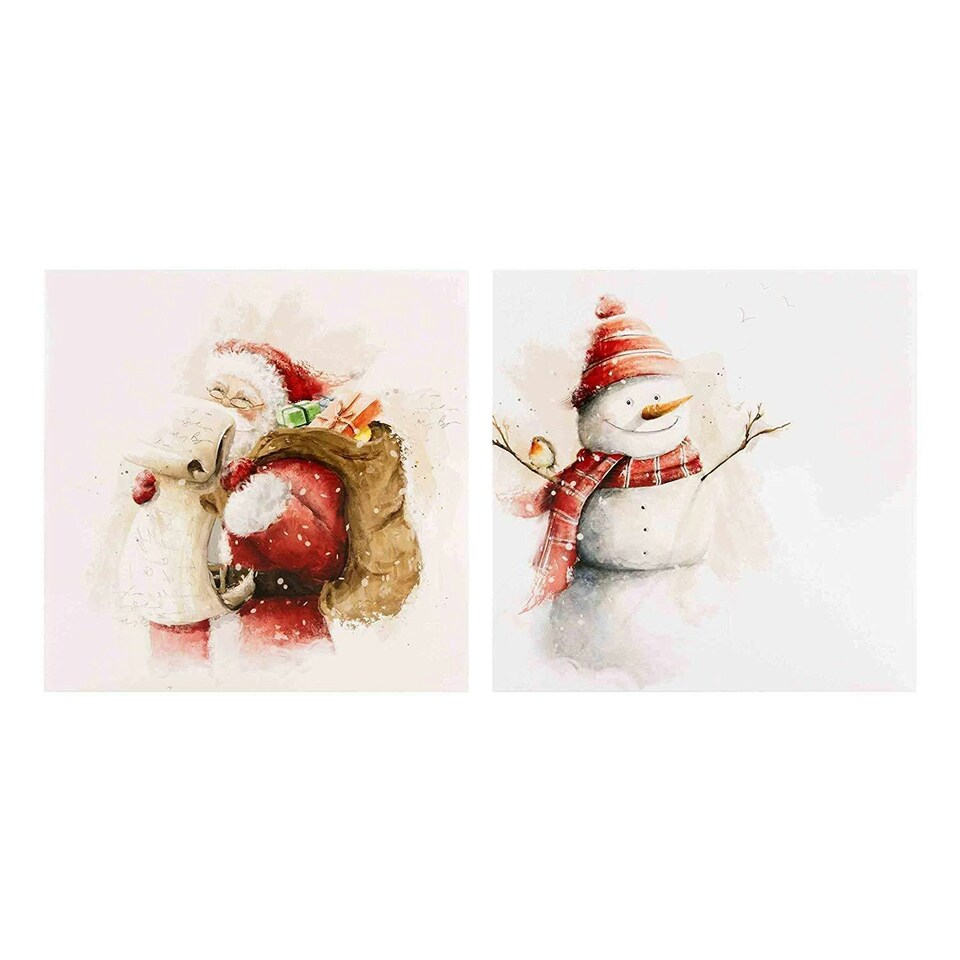 image 1 of Hallmark 25499884 Gallery Christmas Card Pack"Santa and Snowman" - 10 Cards, 2 Designs