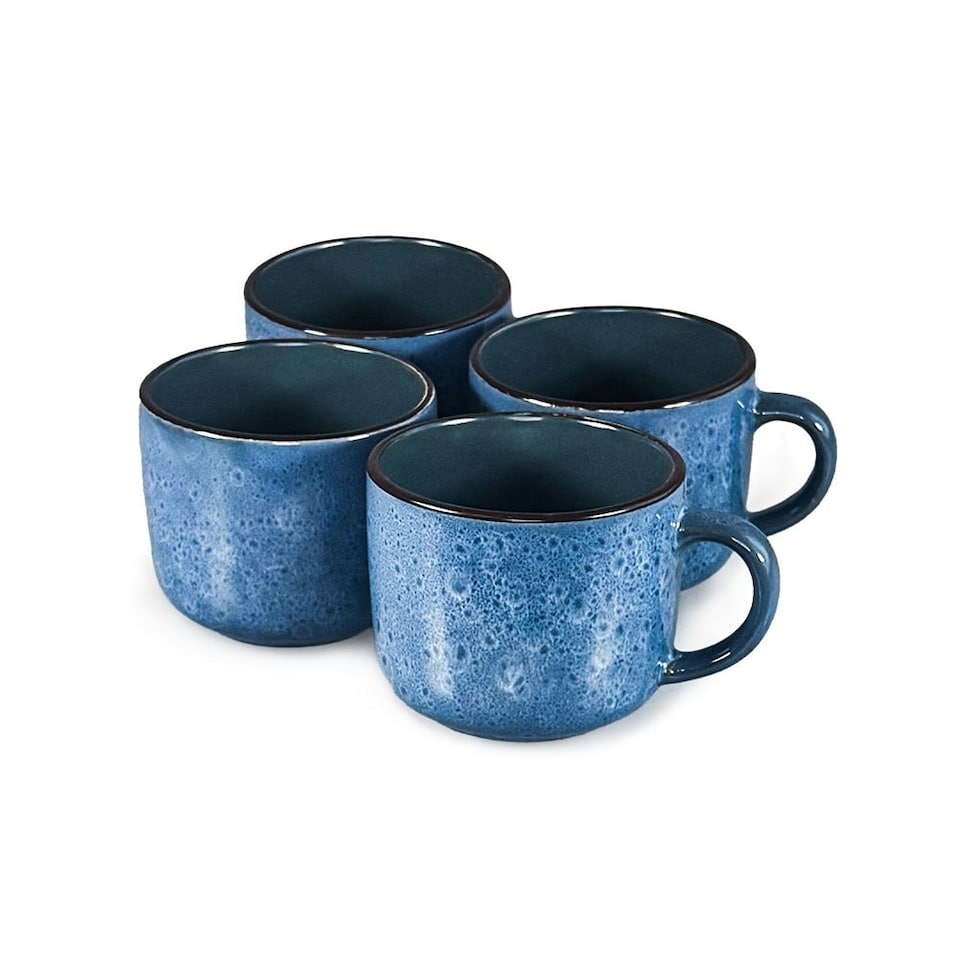 image 1 of Scandi Home Set of Four Drammen Blue Artisan Glaze Ceramic Mugs | Blue | 4