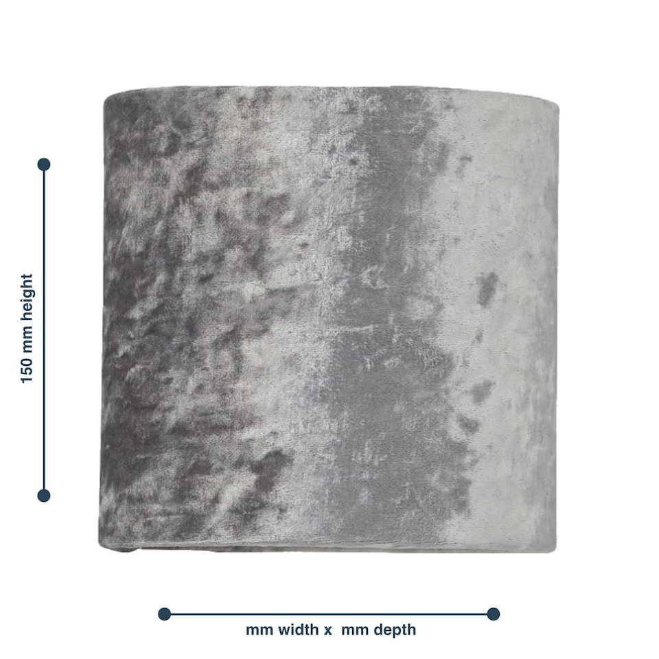 image 1 of Grey Crushed Velvet 15.5cm Table Lamp Shade | Grey | Small | 1