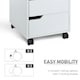 image 5 of MDF Mobile File Cabinet w/ 3 Drawers Locking Wheels Metal Rails Oak Tone White