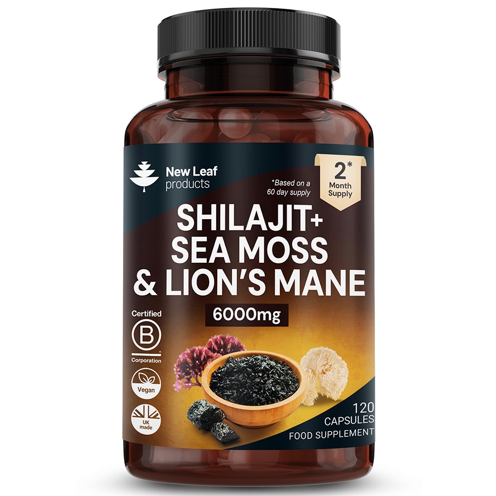 Shilajit, Sea Moss & Lions Mane Capsules 6000mg per serving