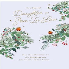 Festive Floral Design Daughter & Son In Law Christmas Card