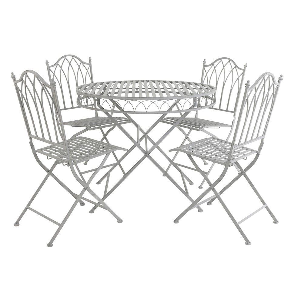image 1 of Charles Bentley Rustic 5 Piece Wrought Iron Outdoor Bistro Set - Grey