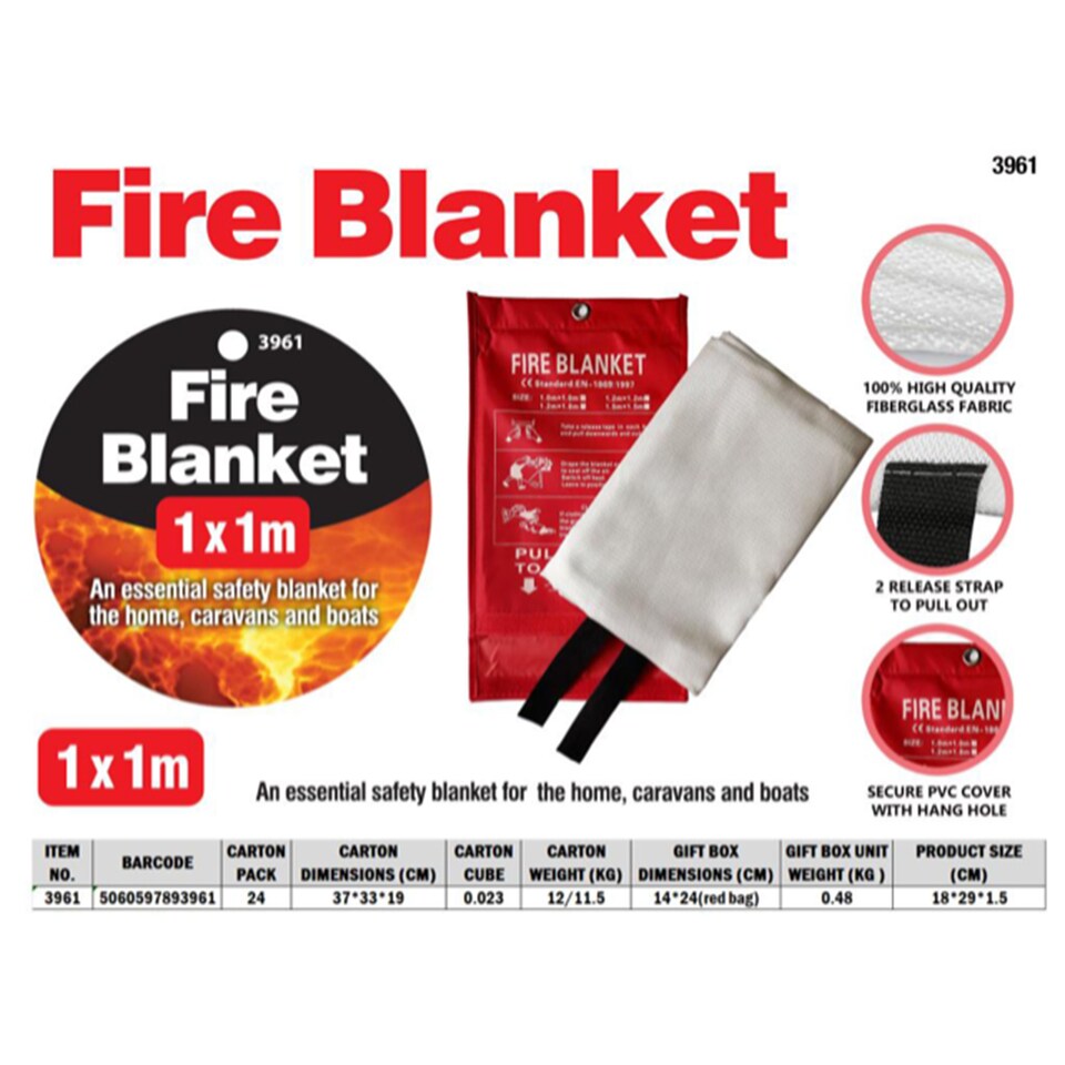 image 1 of KAV Fire Blanket - Essential Accessories for Home, Kitchen, Caravans, Garages - Protect with Fire Blanket, Guard (Pack of 3)