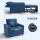 image 5 of HOMCOM 3-in-1 Single Sofa Bed, Convertible Sleeper Chair with Adjustable Backrest, Fabric Pull Out Chair Bed with Pillow, Side Pockets and Cup Holders for Living Room, Bedroom, Dark Blue | Blue