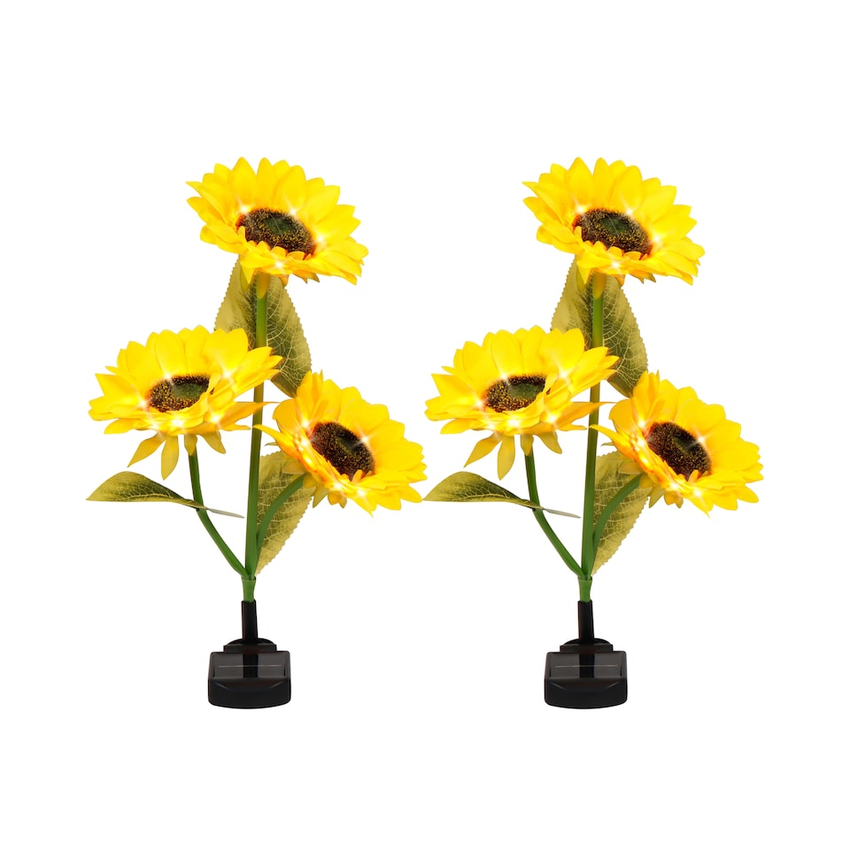 image 1 of Gardenwize Sunflower Solar Stake Lights with 3 Sunflower Heads