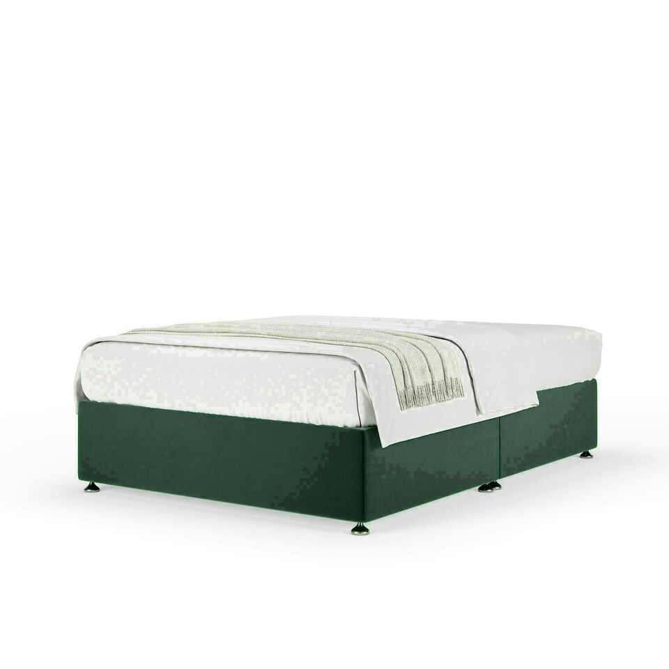 Emerald Green Plush Velvet No Drawer Divan Base Small Double