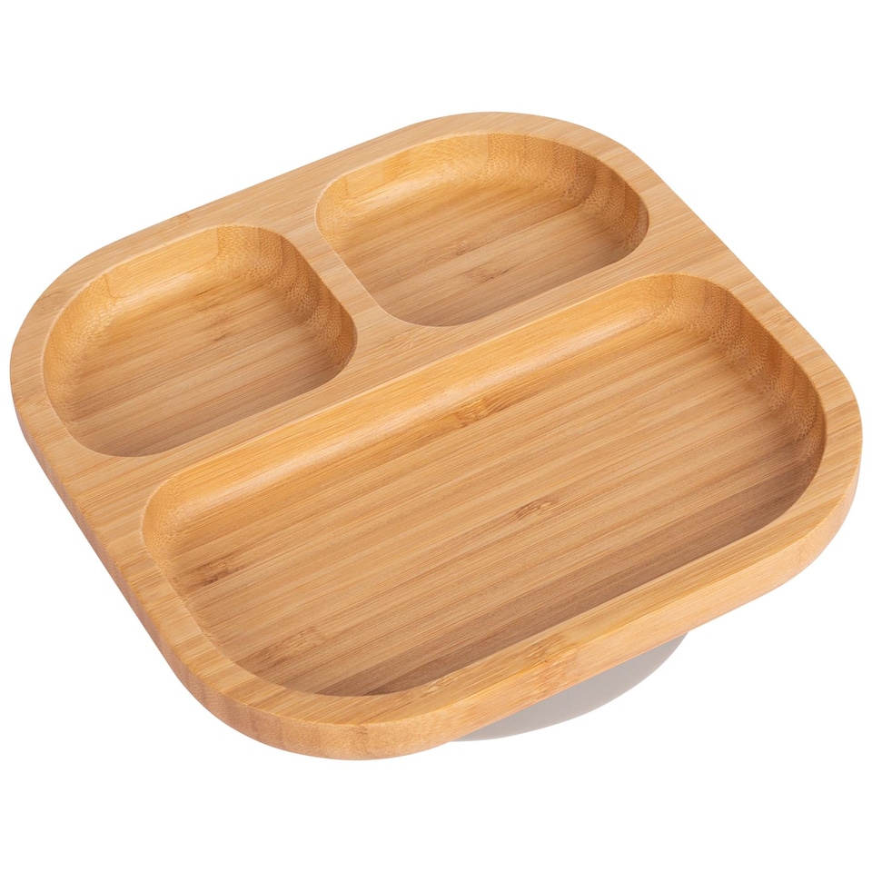 image 1 of Tiny Dining Children's Bamboo Suction Plate - Grey | Grey | Grey