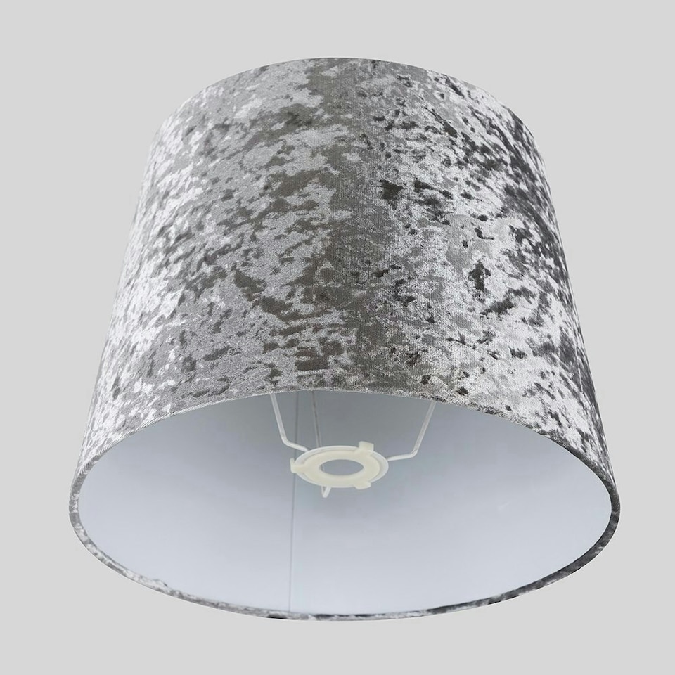 image 1 of ValueLights Modern Tapered Table Floor Lamp Light Shade With Silver Grey Velvet Finish