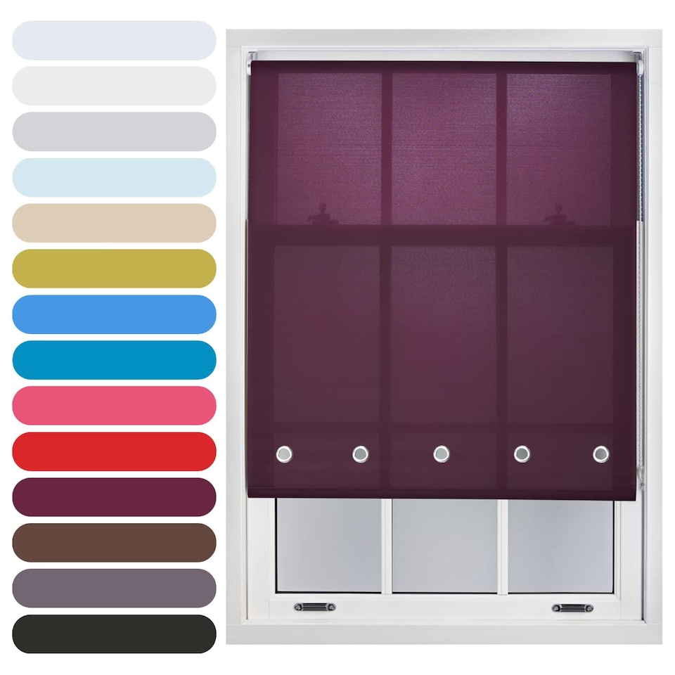 image 1 of FURNISHED Roller Blinds Daylight Round Eyelet Light Filtering Easy Fit Trimmable Window Blind | Purple | Aubergine | (W) 225cm x (L) 165cm