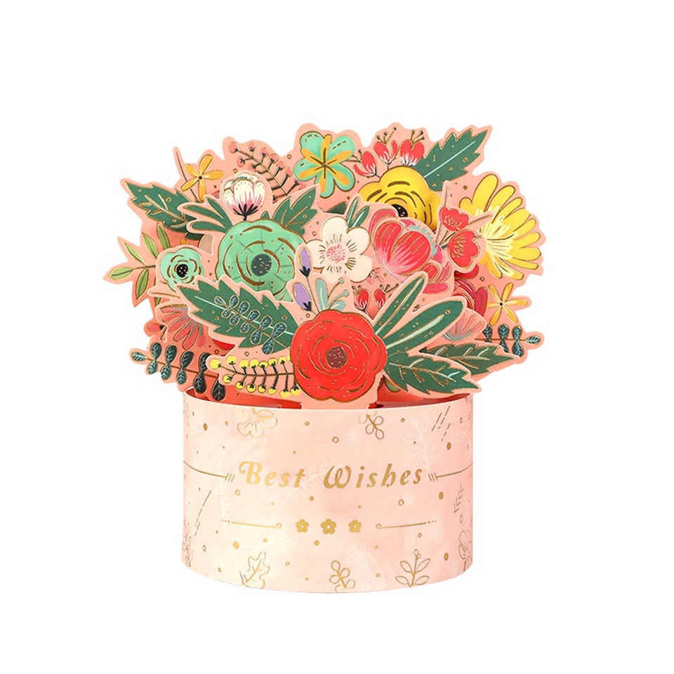 image 1 of Floral Charm in Pink Vase 3D Pop Up Greeting Card