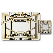 Art Deco Golden Black Frame (Placemat & Coaster Set)