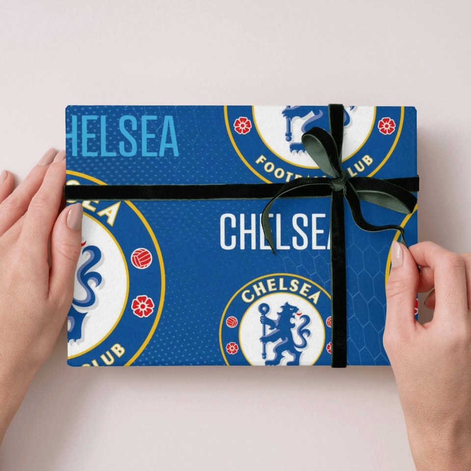 image 1 of Chelsea FC 2 Sheets & 2 Tags Gift Wrap