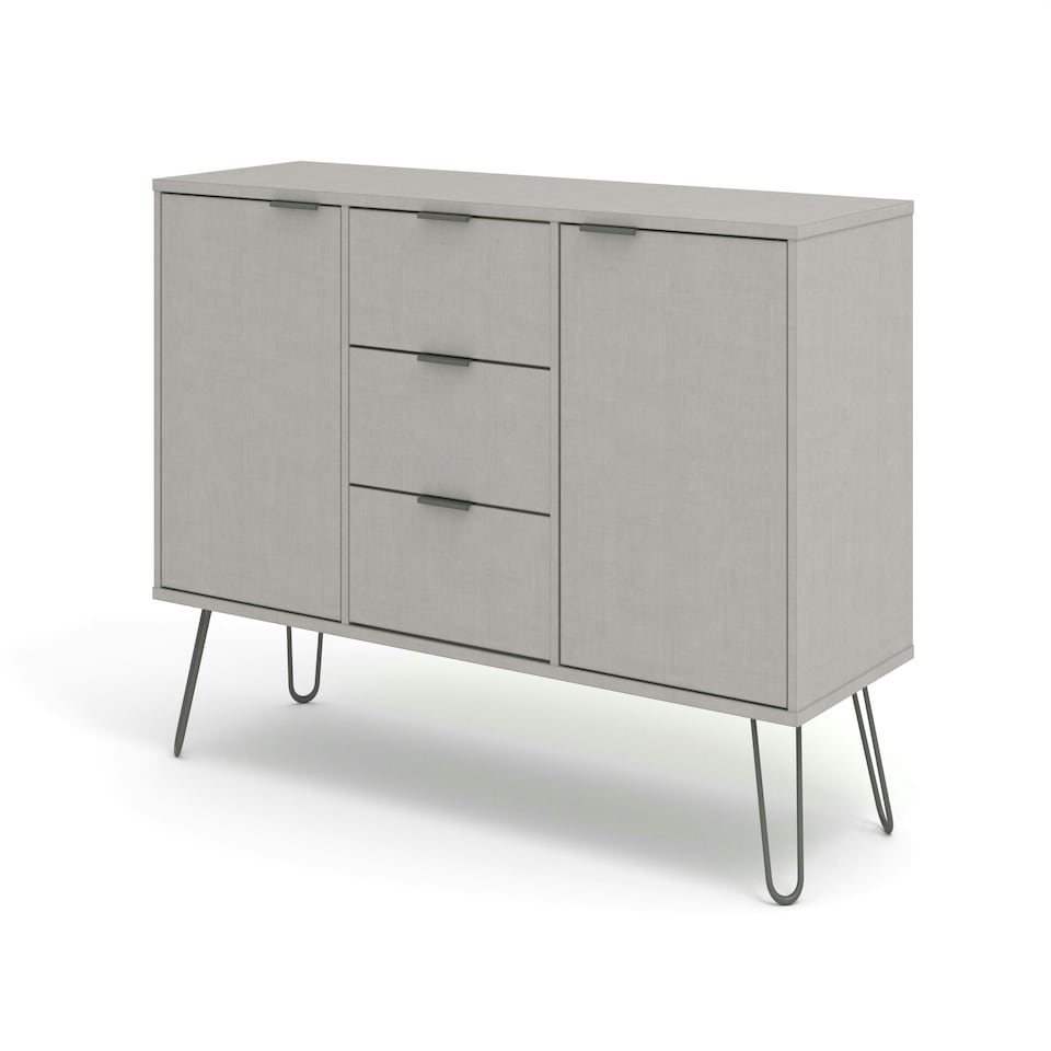 image 1 of Core Products Augusta Grey Medium Sideboard with 2 Doors, 3 Drawers W130.6cm x H73.6cm x D43.0cm Grey