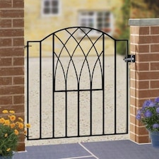 Abbey Modern Verona Low Bow Top Single Gate - Solid Steel - Fits Gap of 955 mm x 940 mm High - Electro Galv./Black Powder Coated Black