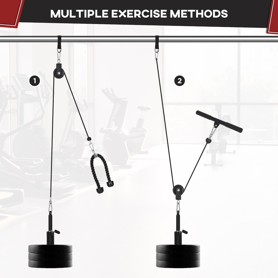 image 1 of SPORTNOW Cable Pulley System, Lat Pull Down System with DIY Loading Weight Pin