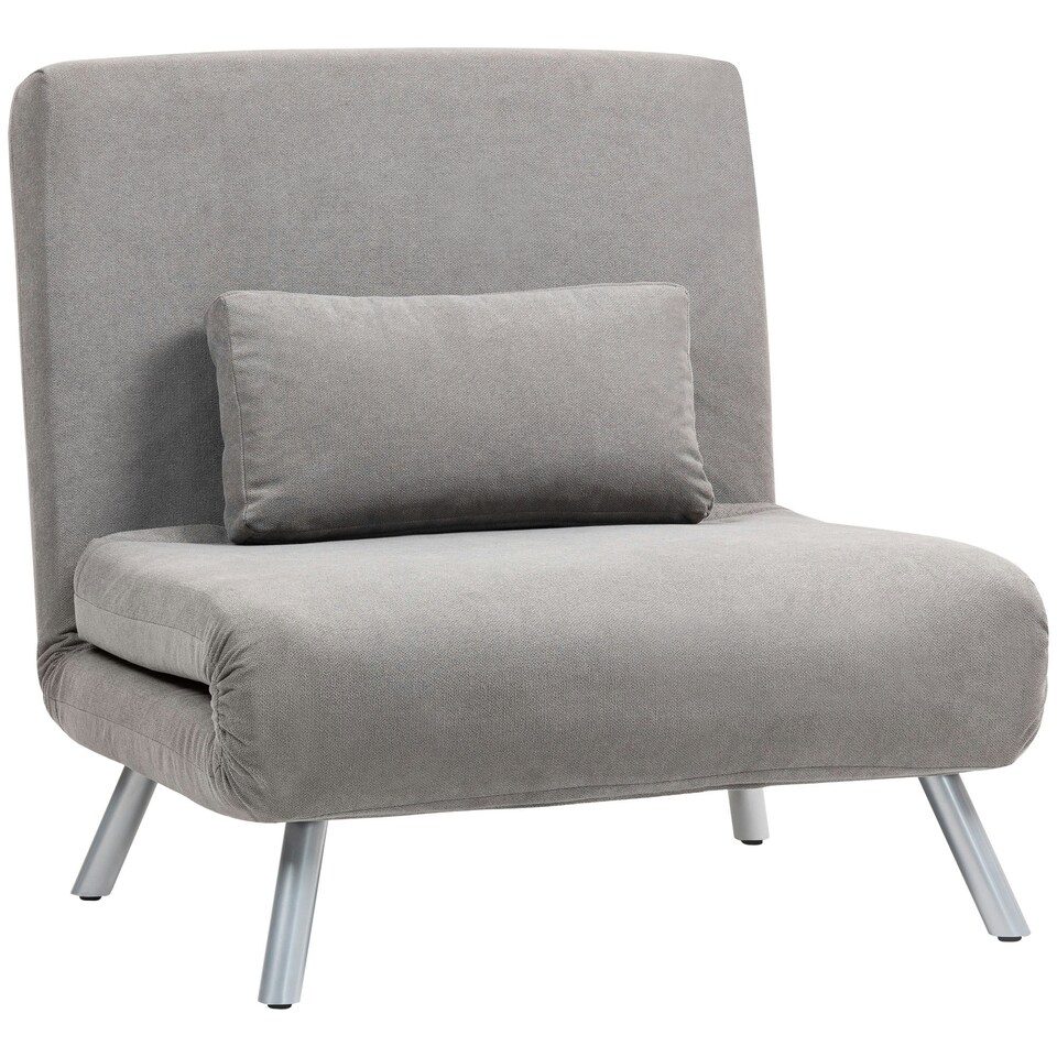 image 1 of HOMCOM 2-in-1 Folding Sofa Bed with 5-level Adjustable Backrest, Grey