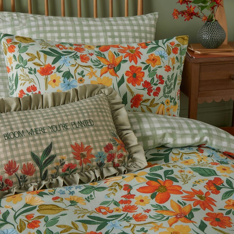 image 1 of Furn Meadowhaze Printed Double Duvet Set Green | Double