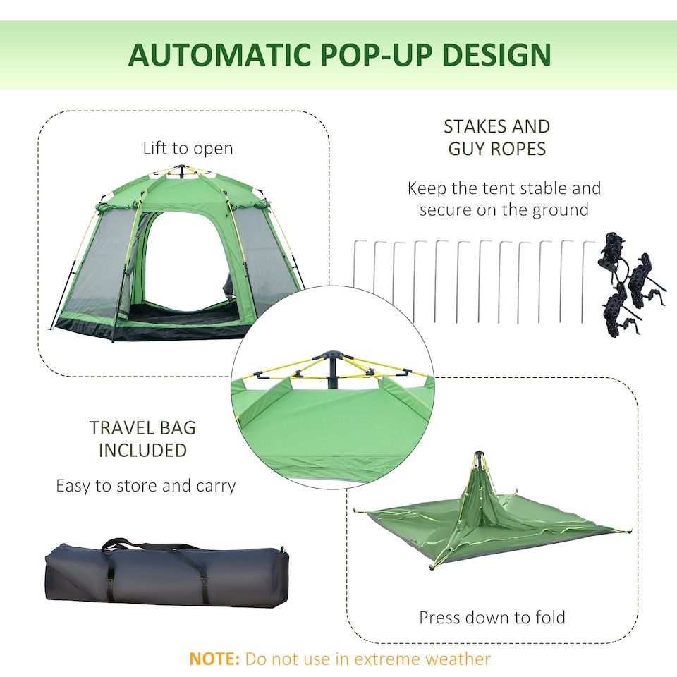 image 1 of Outsunny 6 Person Camping Tent 2-Tier Pop-up Tent with Portable Carry Bag
