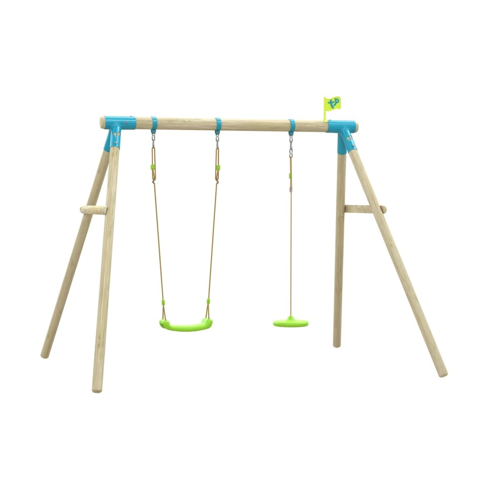 image 1 of TP Sherwood Double Wooden Swing Set with Rapide Swing & Button Seat - PEFC certified