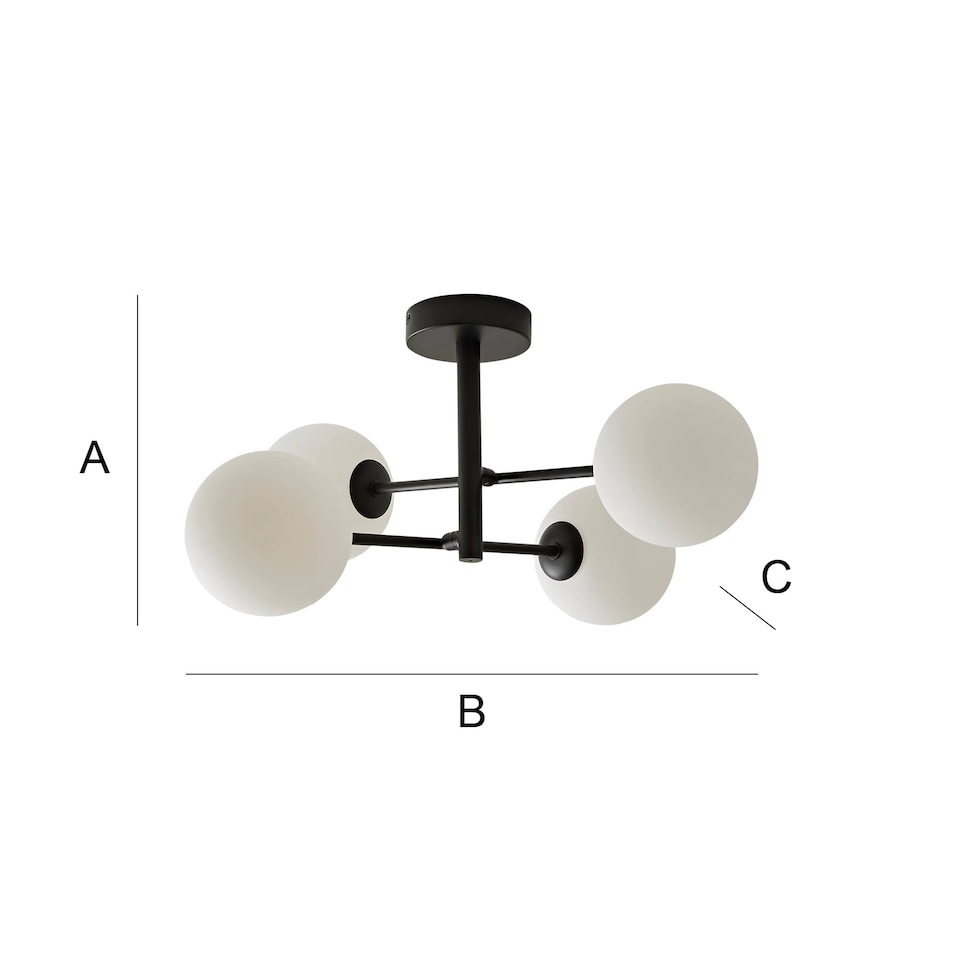 image 1 of ValueLights Darla Black Frosted Globe Bathroom Ceiling Light | Black