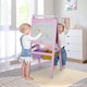 image 2 of HOMCOM Kids Wooden Art Easel with Paper Roll Double-Sided Chalkboard, Whiteboard | Pink | Pink
