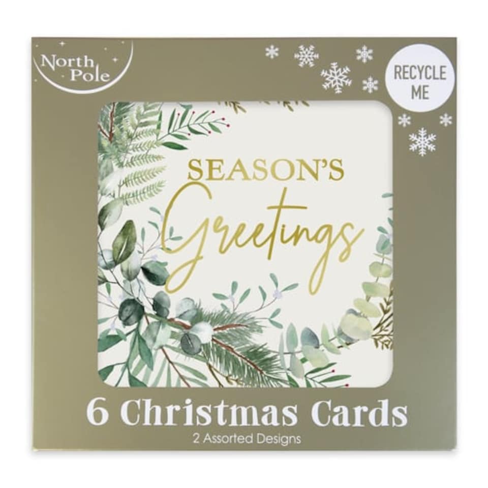 image 1 of Merry Christmas Embossed Foliage Greeting Cards - Pack of 6