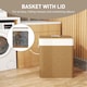 image 5 of HOMCOM Double Laundry Basket with Lid, 100L Bamboo Laundry Hamper with Rope Handles, Washing Basket with Removable Liner for Bathroom, Bedroom, Brown | Brown | Cream White