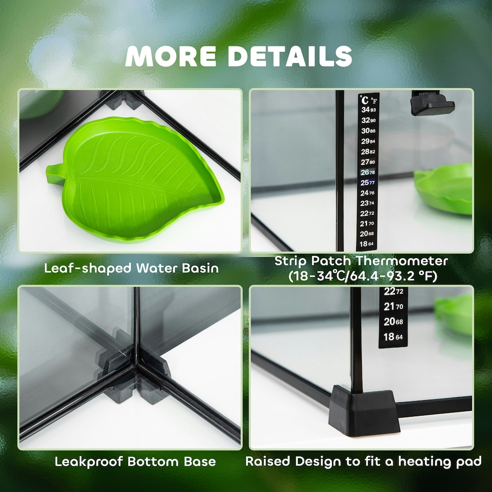 image 1 of PawHut Glass Reptile Terrarium Habitats for Lizards, Frogs, Snake 50 x 30 x 25cm