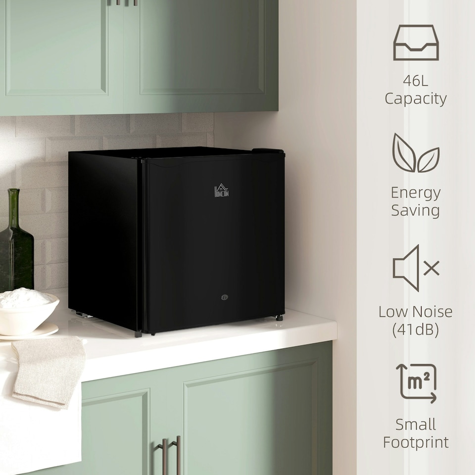 image 1 of HOMCOM 46L Counter Top Fridge Mini Fridge with Lock Chiller Box Black