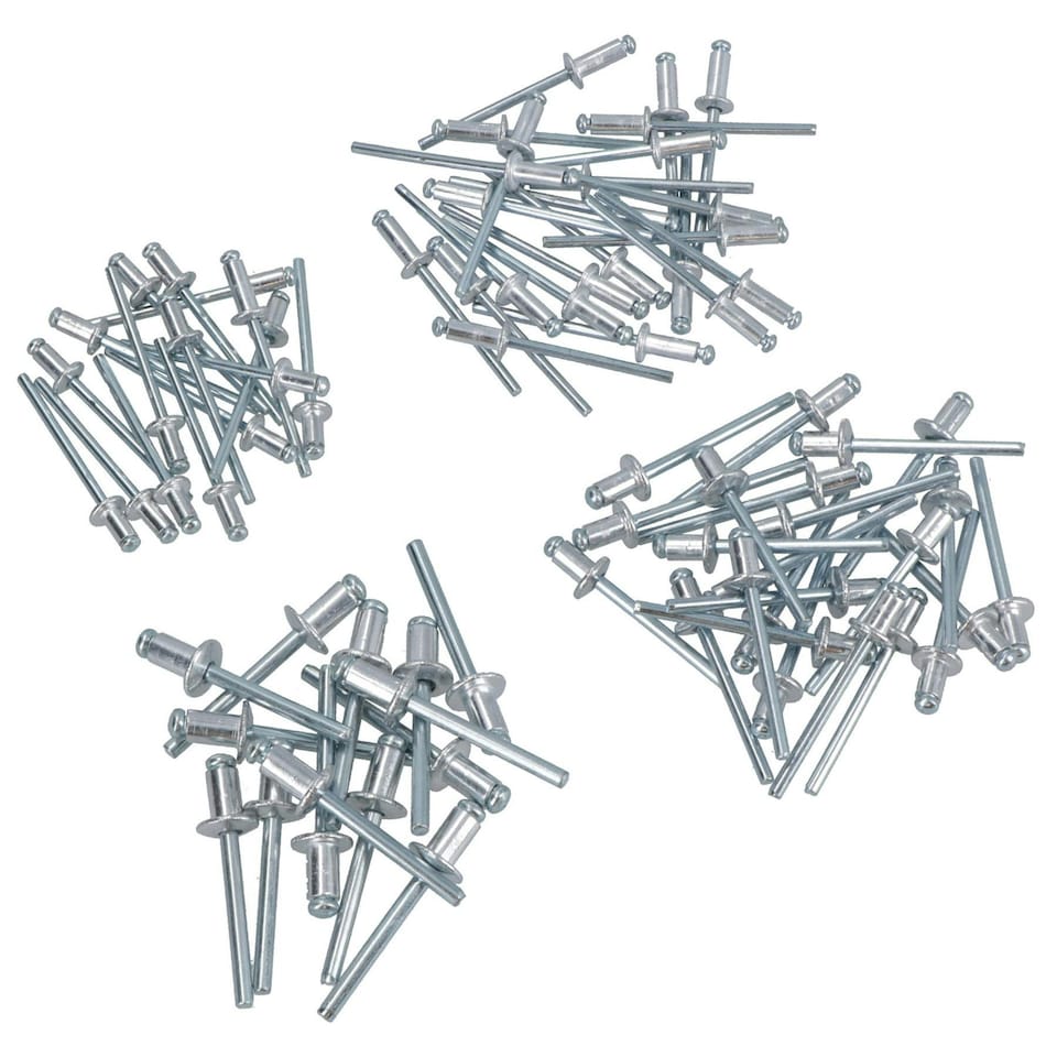 image 1 of Assorted Blind Pop Pot Rivets Set Fastener Fastening Metric 3.2 - 4.8mm 80pc