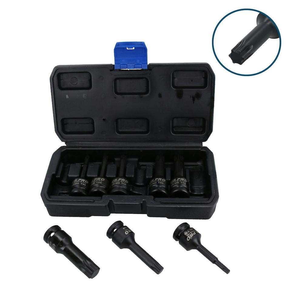 image 1 of 1/2in Impact Torx Star Allen Hex Key Sockets Shallow + Deep 4 - 19mm T20 - T70