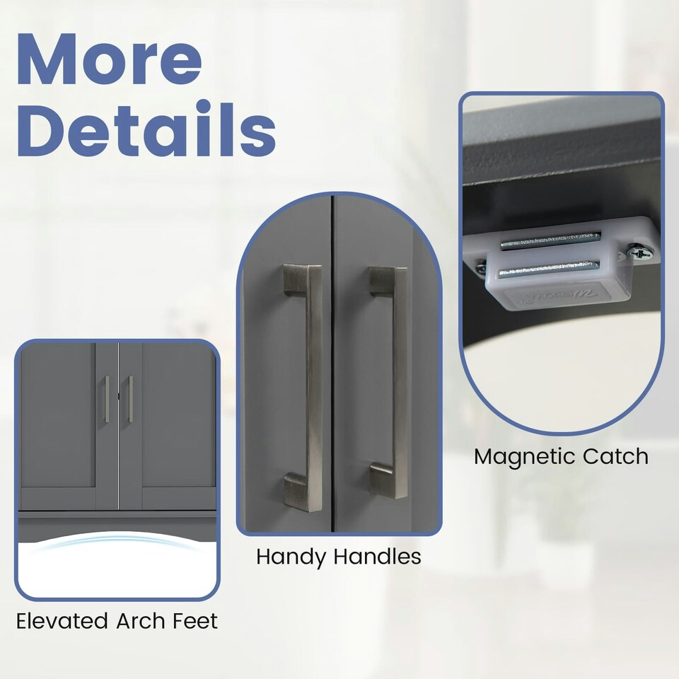 image 1 of COSTWAY Bathroom Vanity Cabinet Under Sink Cabinet Grey Grey