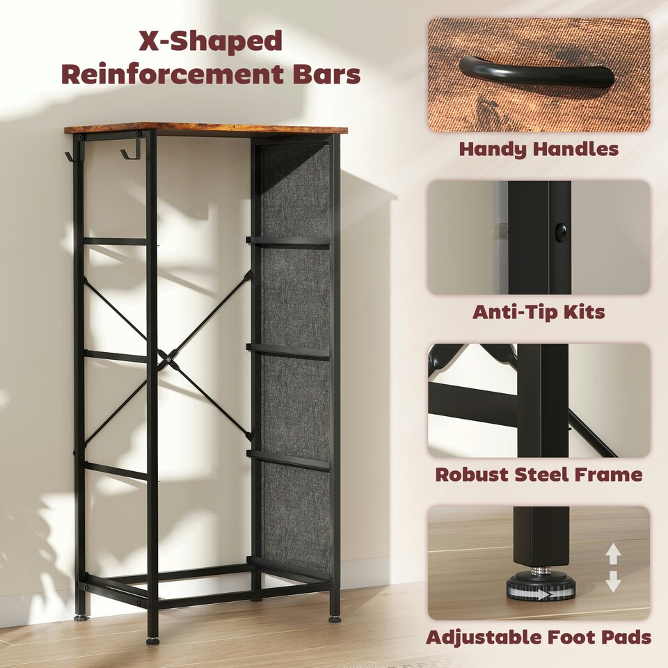 image 1 of HOMCOM Fabric Chest of Drawers, 4 Drawer Dresser for Bedroom, Rustic Brown | Brown | Black | One Size | 1