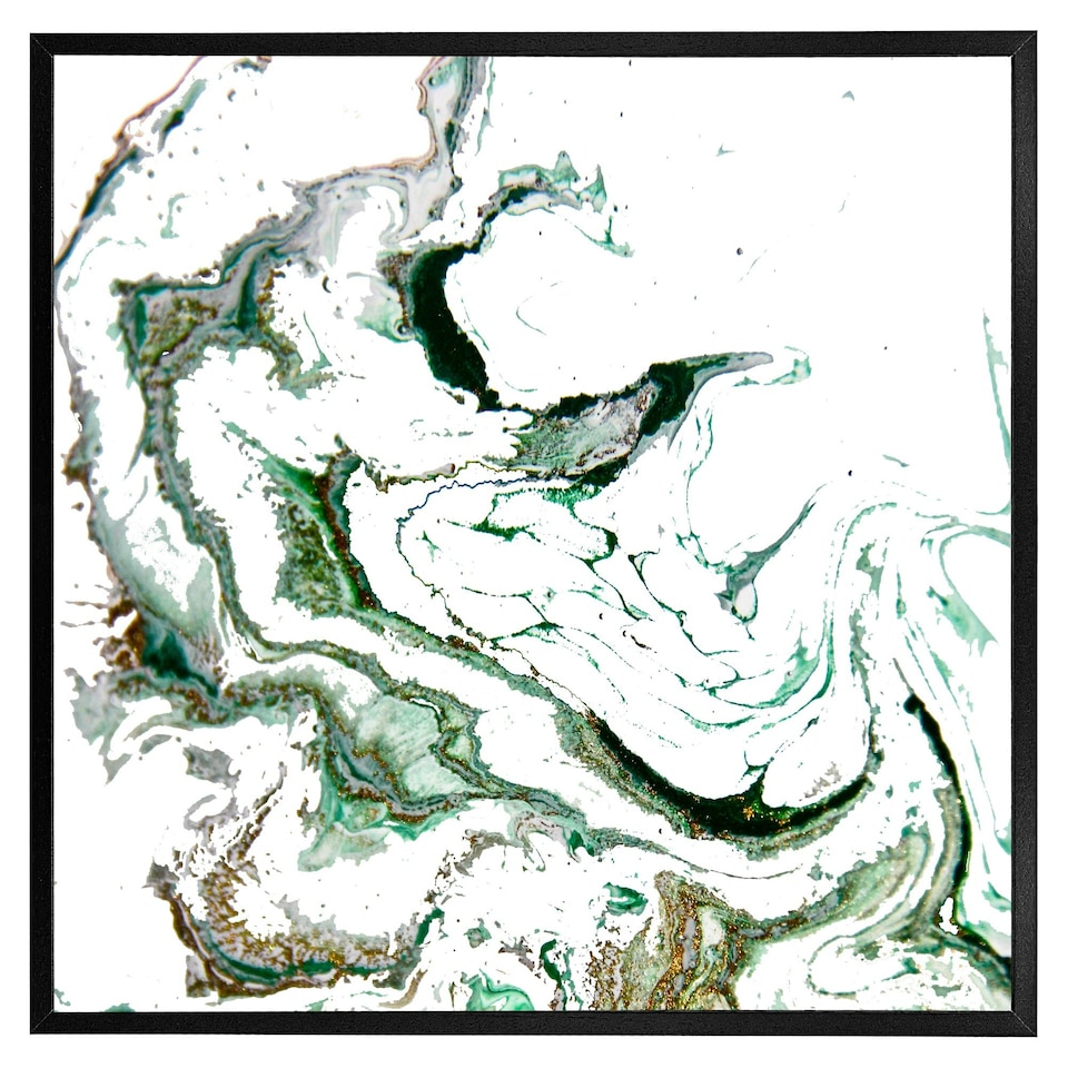 image 1 of Green & gold marble (Picture Frame) Black | XL