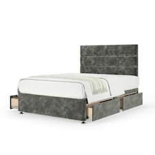 Neptune Spring Charcoal Chenille 4 Drawer Divan Set And Milan Headboard Double
