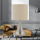 image 8 of Set of 2 Romana - Brushed Chrome Touch Operated Table Lamp with Natural Linen Shades Silver | Brown