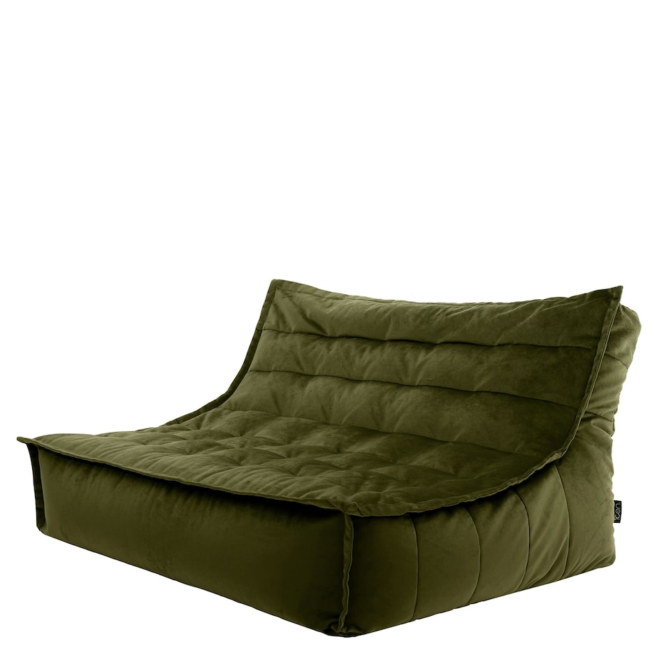 image 1 of icon Kota Velvet XL Bean Bag Sofa Olive Green Bean Bag Chair Green