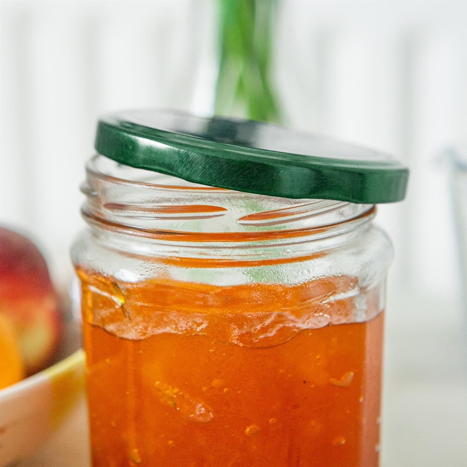 image 1 of Argon Tableware Glass Jam Jars with Green Lids - 380ml - Pack of 6