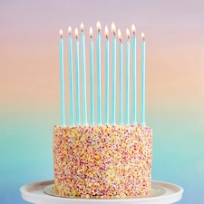 Blue Tall Skinny Celebration Candles - Pack of 12