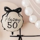 image 2 of Happy 50th Birthday Black Bow Cream Elegant Milestone Round Foil Helium Balloon 48cm / 19 in | Black