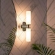 image 1 of ValueLights Canya Polished Chrome IP44 2 Way Frosted Reeded Glass Wall Light with LED Bulbs