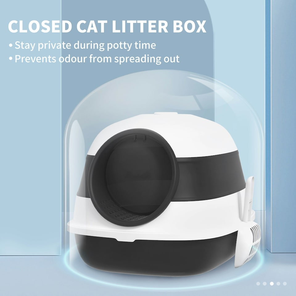 image 1 of PawHut Foldable Cat Litter Tray Hooded Cat Litter Box w/ High Side, Black