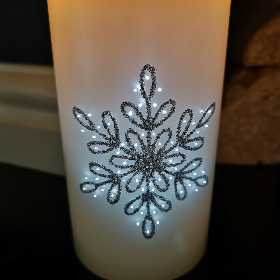 image 1 of 15cm Battery Operated Glitter Snowflake Dancing LED Candle Christmas Decoration with Round Lines