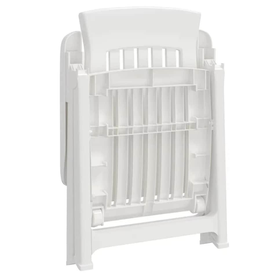 image 1 of Outdoor Foldable Plastic Garden Chair Patio Furniture With Adjustable Back | White | White Two Set