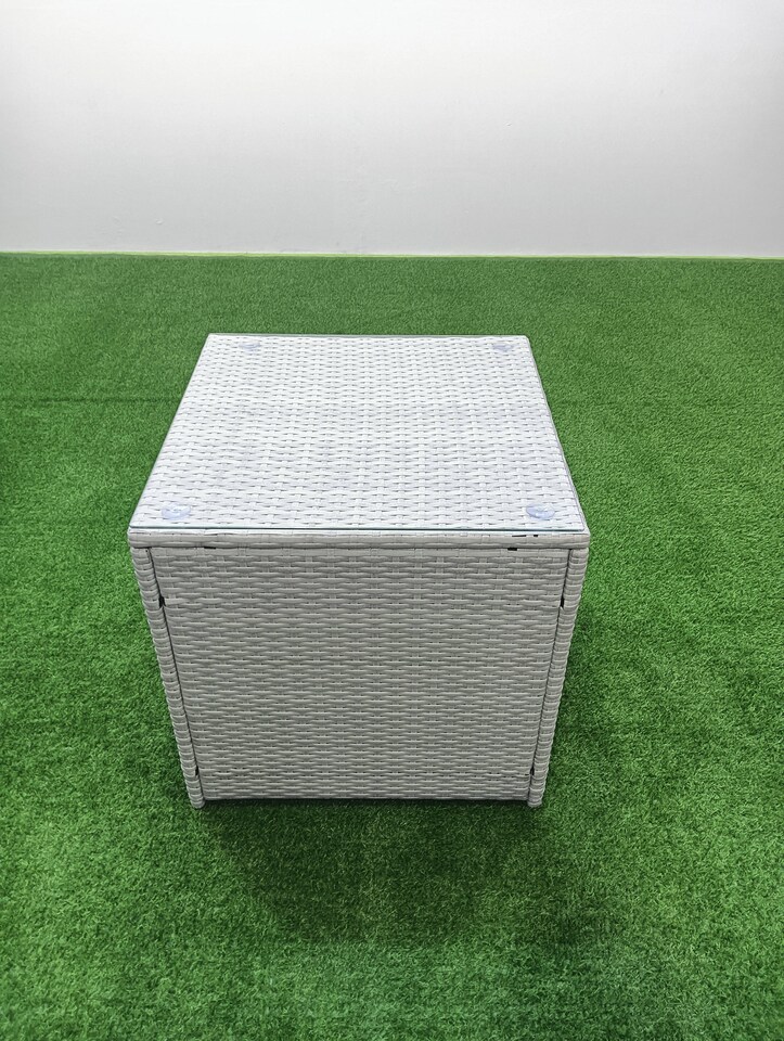 image 1 of Fimous Wicker PE Rattan Sofa Garden Furniture Set with Armchair Square Coffee Table 2 Side Tables Light Grey Mixed