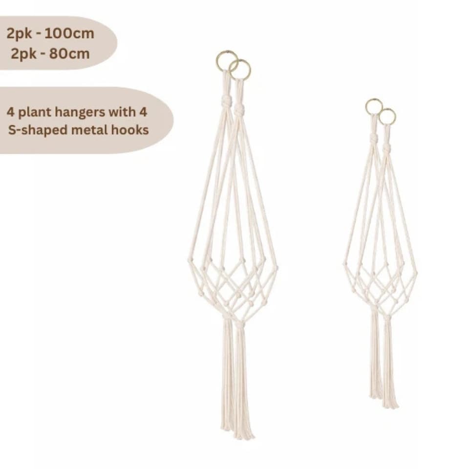 image 1 of Marco Paul 4pc Macrame Rope Plant Hanger Set