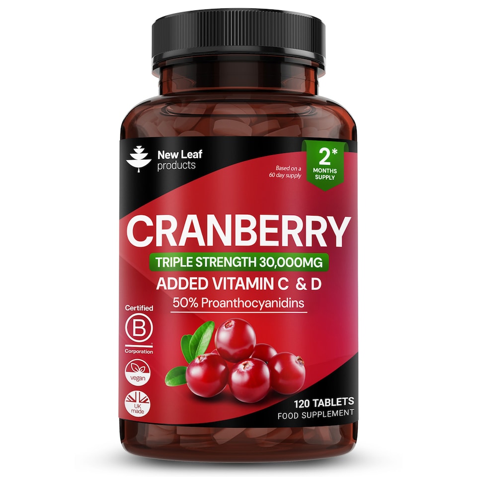 image 1 of Cranberry Tablets 3x Strength 30,000mg +Vitamin C&D