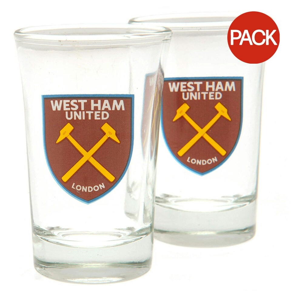 West Ham United FC Shot Glass (Pack of 2) - Clear - One Size