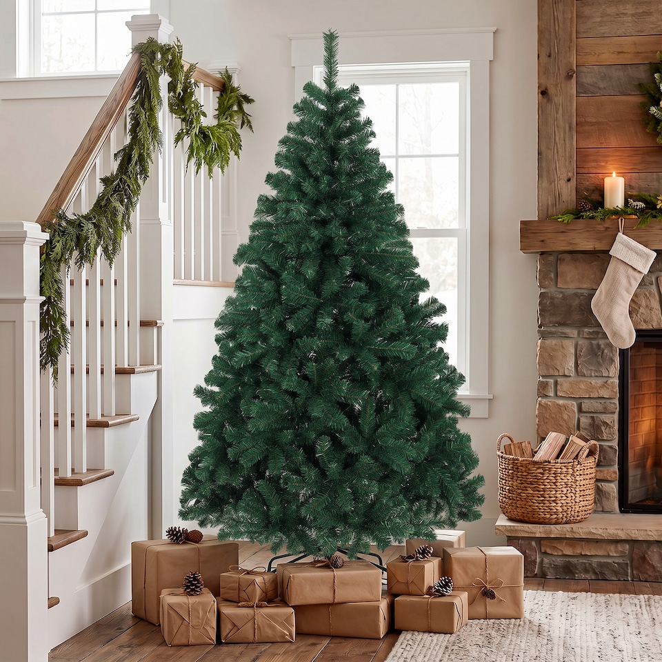 image 1 of HOMCOM Artificial Christmas Tree with Hinged Design, 180cm Fir Tree